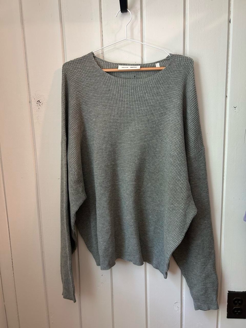 Fear of God Women's Crewneck Waffle Knit Sweater in Light Gray